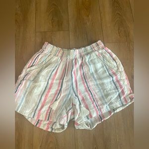 Briggs, size small, linen shorts, white, with blue and pink stripes